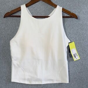 All in Motion Tank Top Athleisure Size M White New High Neck Super Flex Crop